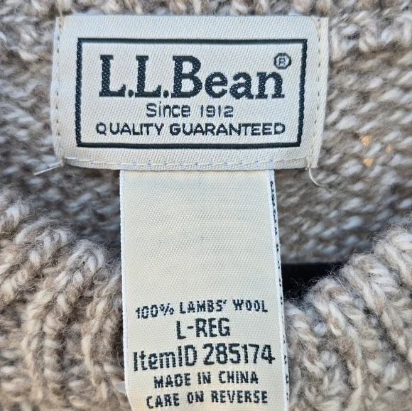 L.L.Bean Classic Rag Wool Sweater Henley 100% Lambs Wool Large 285174 - Picture 6 of 8